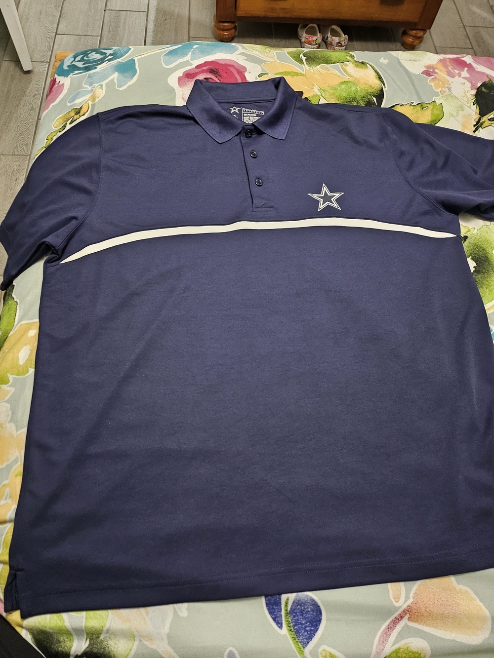 NFL Men’s Navy Polo with White Stripe